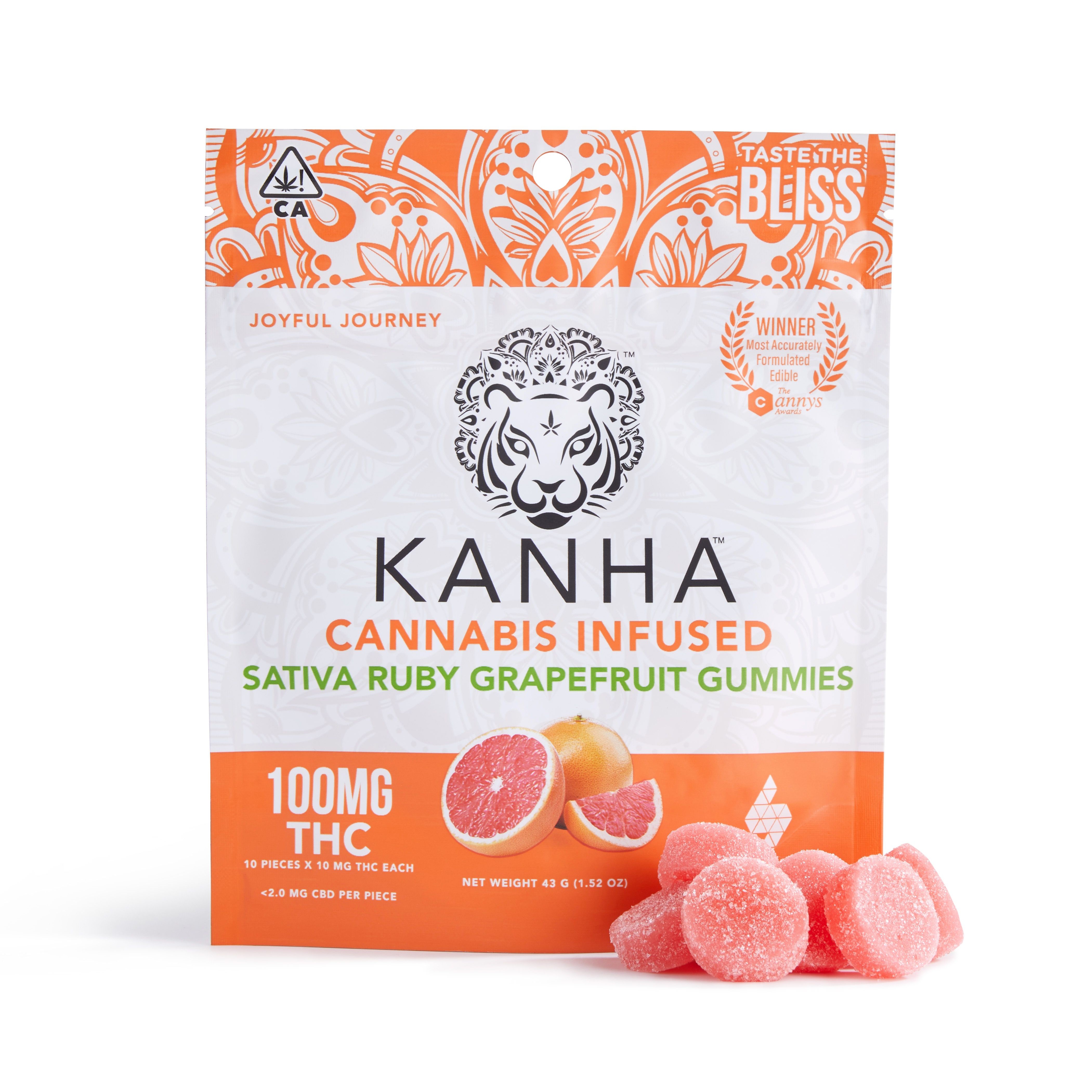 Kanha Ruby Grapefruit Gummies Sativa 100mg Leafly